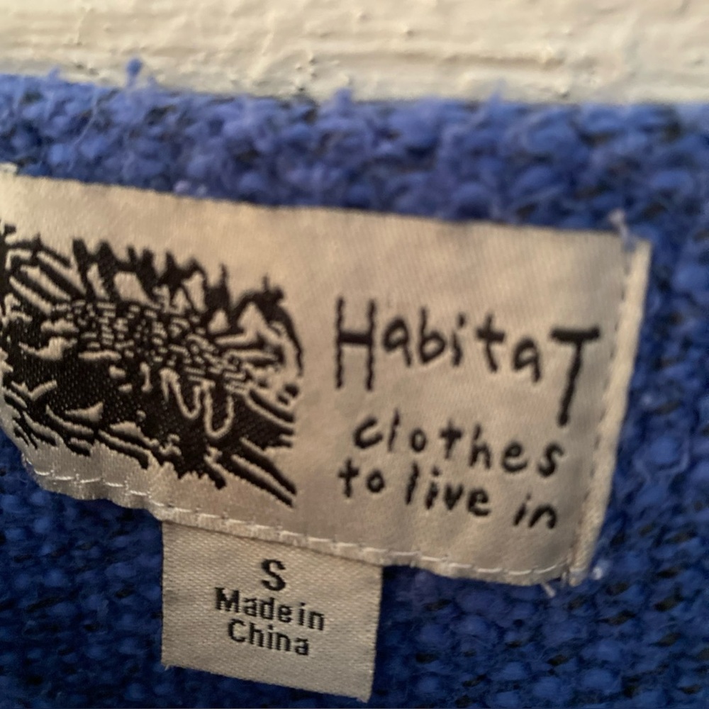 Habitat Knit Sweater Women Small Cotton  Artsy Lagenlook Textured Pocket Hi-Low - Picture 2 of 10
